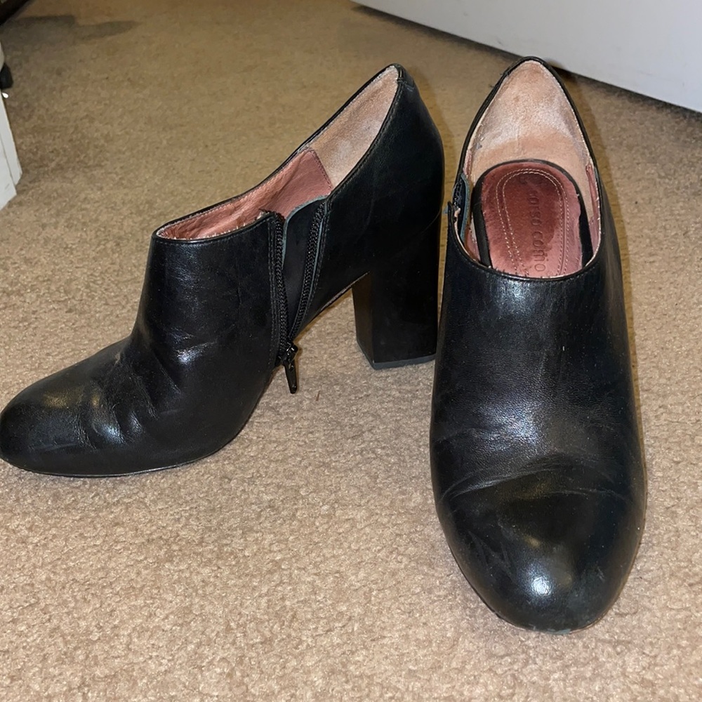 Black leather heels